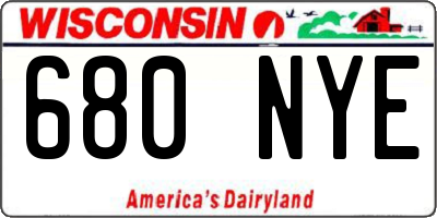 WI license plate 680NYE