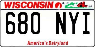 WI license plate 680NYI