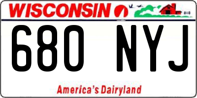 WI license plate 680NYJ
