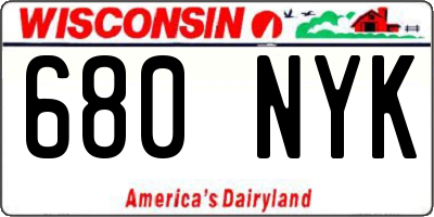 WI license plate 680NYK