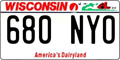 WI license plate 680NYO
