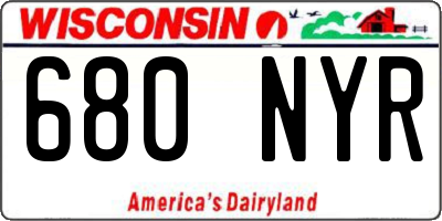 WI license plate 680NYR