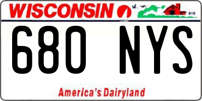 WI license plate 680NYS