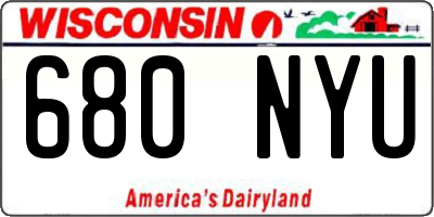 WI license plate 680NYU