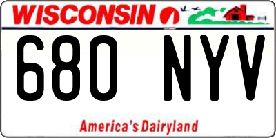 WI license plate 680NYV