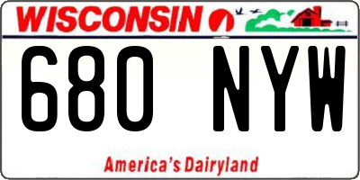 WI license plate 680NYW