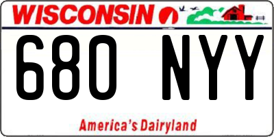 WI license plate 680NYY