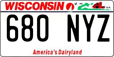 WI license plate 680NYZ