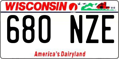 WI license plate 680NZE