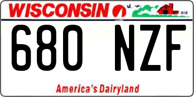WI license plate 680NZF