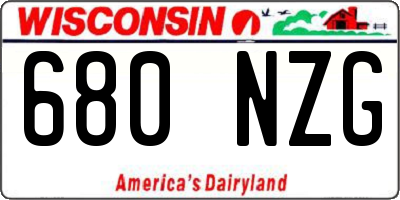 WI license plate 680NZG