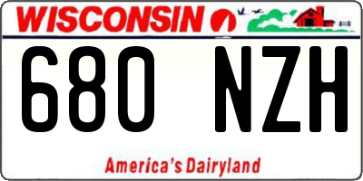 WI license plate 680NZH