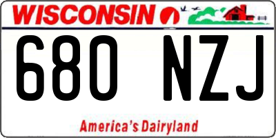 WI license plate 680NZJ