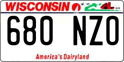 WI license plate 680NZO