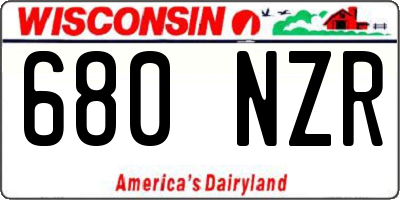 WI license plate 680NZR