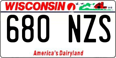 WI license plate 680NZS