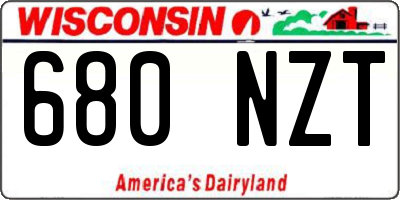 WI license plate 680NZT