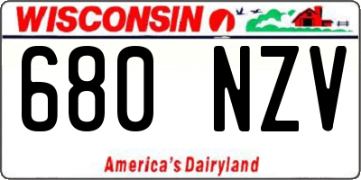 WI license plate 680NZV