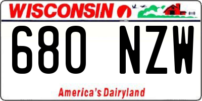 WI license plate 680NZW