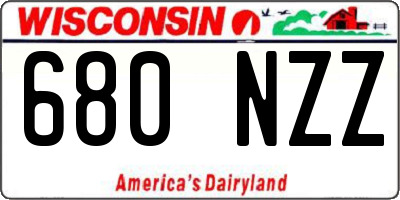 WI license plate 680NZZ