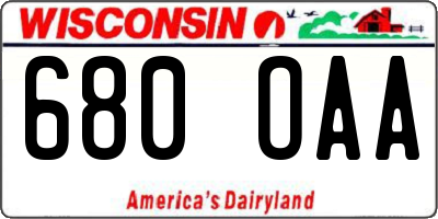 WI license plate 680OAA