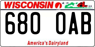 WI license plate 680OAB