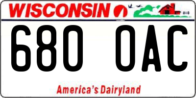 WI license plate 680OAC