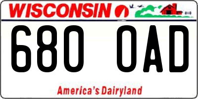 WI license plate 680OAD