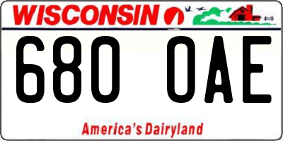 WI license plate 680OAE