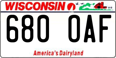 WI license plate 680OAF