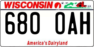 WI license plate 680OAH