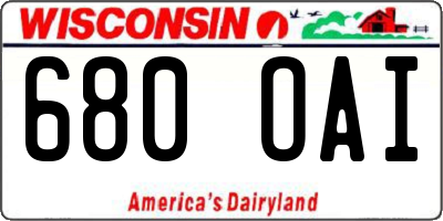 WI license plate 680OAI