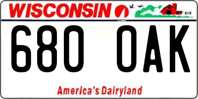 WI license plate 680OAK