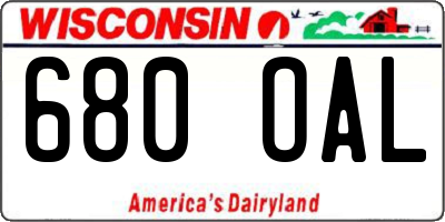 WI license plate 680OAL