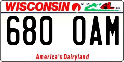 WI license plate 680OAM