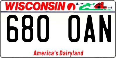 WI license plate 680OAN