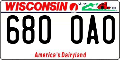 WI license plate 680OAO