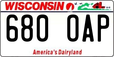 WI license plate 680OAP