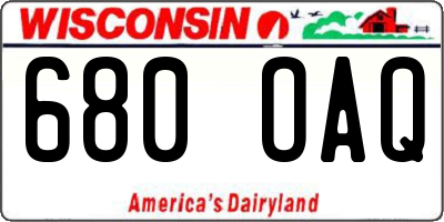 WI license plate 680OAQ