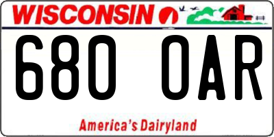 WI license plate 680OAR
