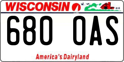 WI license plate 680OAS