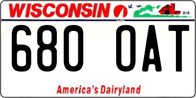 WI license plate 680OAT