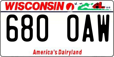 WI license plate 680OAW