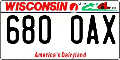 WI license plate 680OAX