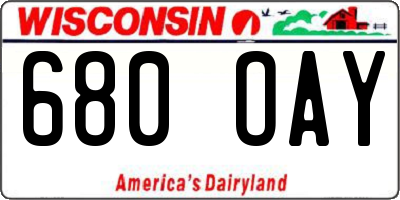 WI license plate 680OAY