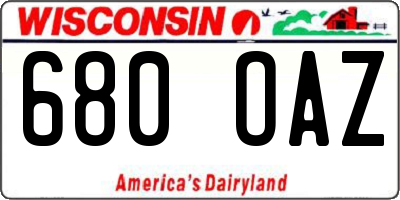 WI license plate 680OAZ