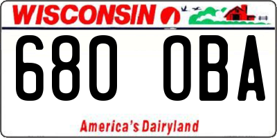 WI license plate 680OBA