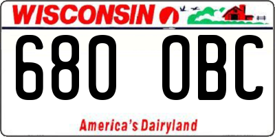 WI license plate 680OBC
