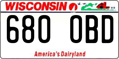WI license plate 680OBD