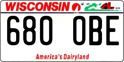 WI license plate 680OBE